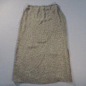 Valerie Stevens Skirt Womens 12 Beige Sage Green Maxi Silk Preppy Boho Lagenlook